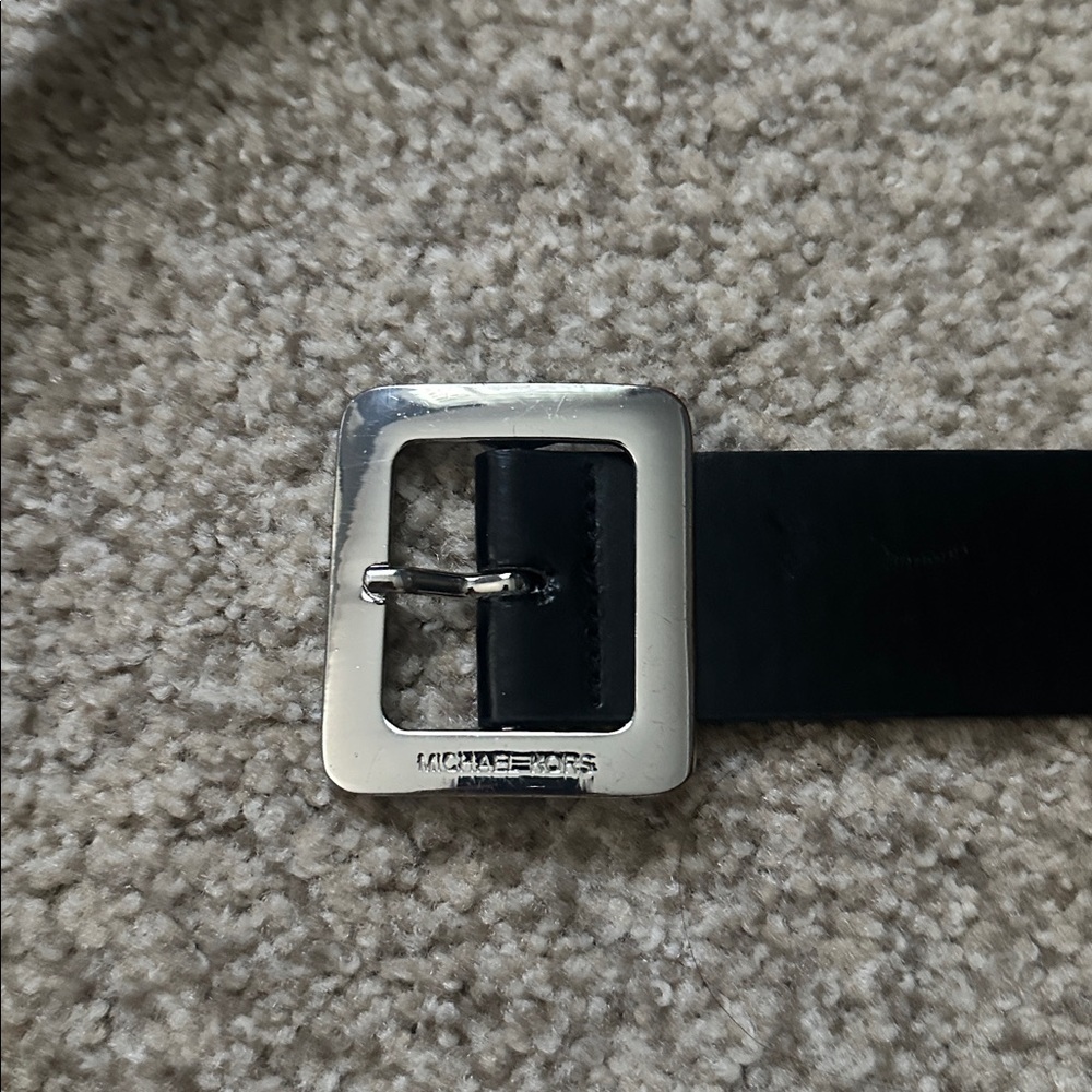 Michael Kors Black Belt with Silver Buckle